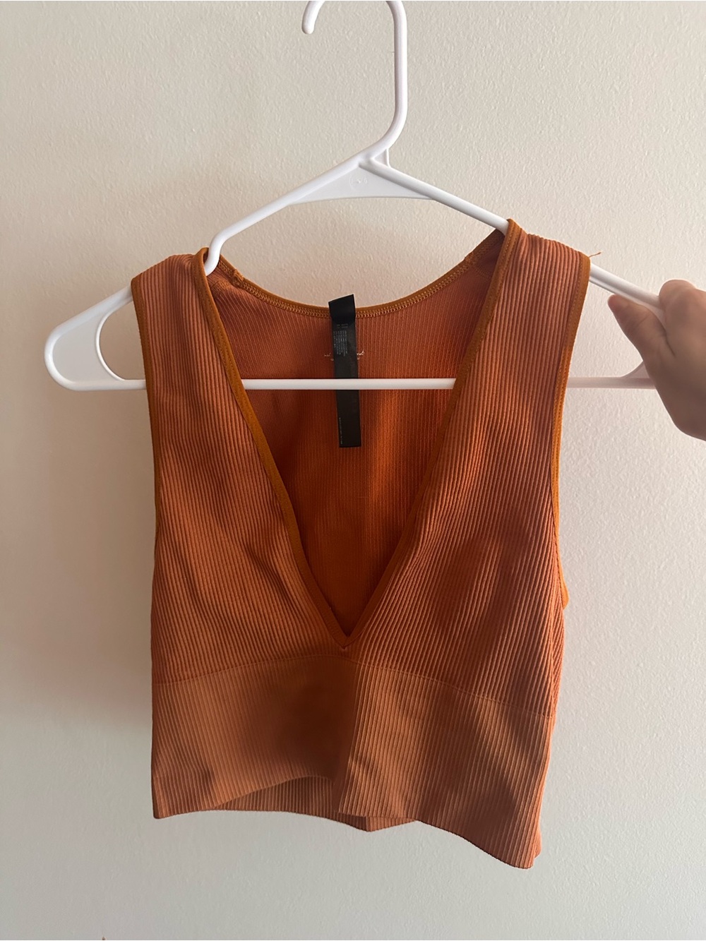 Urban Outfitters Ribbed V-Neck Crop Tank - Rust